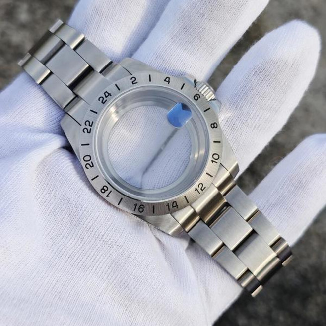 호환 MOD Tandorio 39mm 실버 사파이어 크리스탈 유리 200m 방수 다이버 남성용 시계 케이스 Explorer II NH34 NH35 N36 ETA2824 이동, [01] Fit ETA2824 PT5000, [01] B Glass Cyclops
