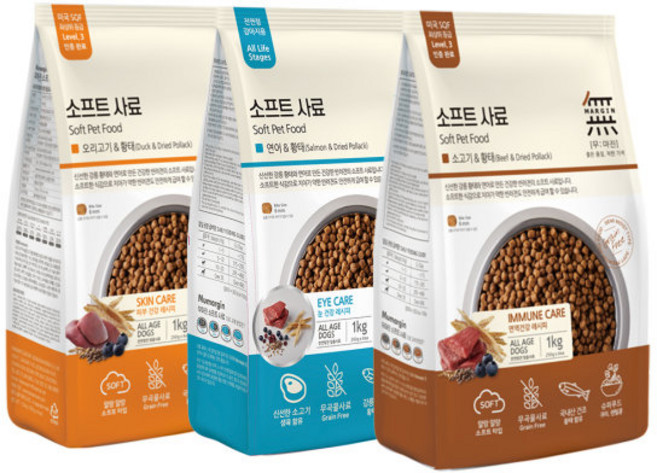 무마진 강아지 소프트사료 3kg (1kg x 3) 소고기와 황태 연어와 황태 오리고기와 황태 골고루 1개씩, 혼합맛, 1개