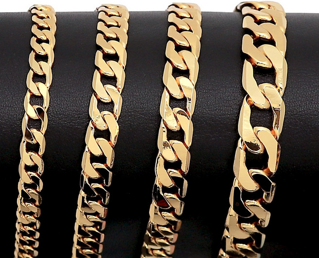 18k 골드도금 납작체인 커브체인 여자 남자 패션팔찌