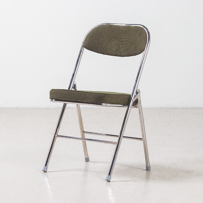 듀이 코듀로이 패브릭 철제 폴딩 간이 교회 접이식 의자, 1개, 올리브그린