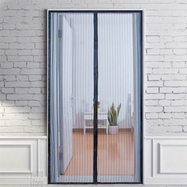 WISHPICK 자석 현관 모기장120x210그레이 현관자석방충망