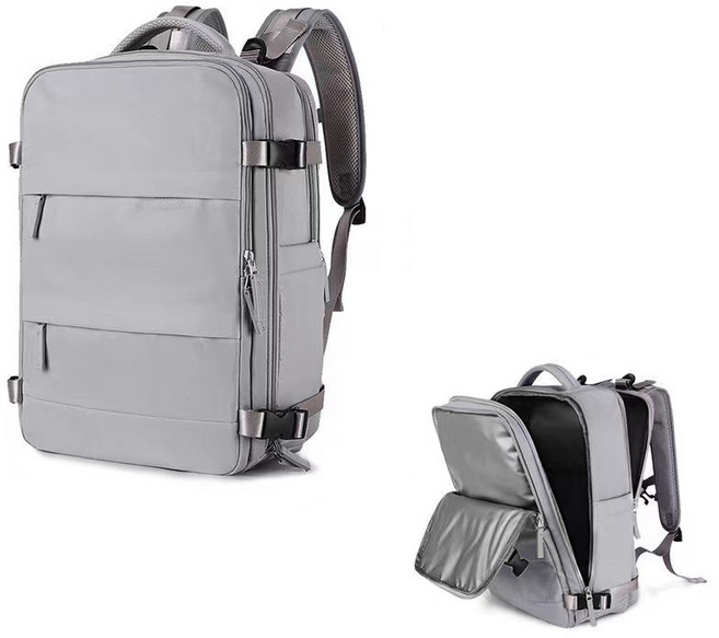 大容量旅行背包 可登機 商務後背包 出差背包 筆電包 雙肩包 旅遊背包, 銀灰色