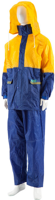 (모두팜) 작업우의 배달우의 레인코트 우의바지 형광우의 안전우의 배달우비 방수 방수우비, 고급우의, L, 황색+청색, 1개