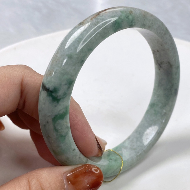 玉我翡翠 陽綠色A貨翡翠手鐲 58mm 玉鐲 女款 附陸證
