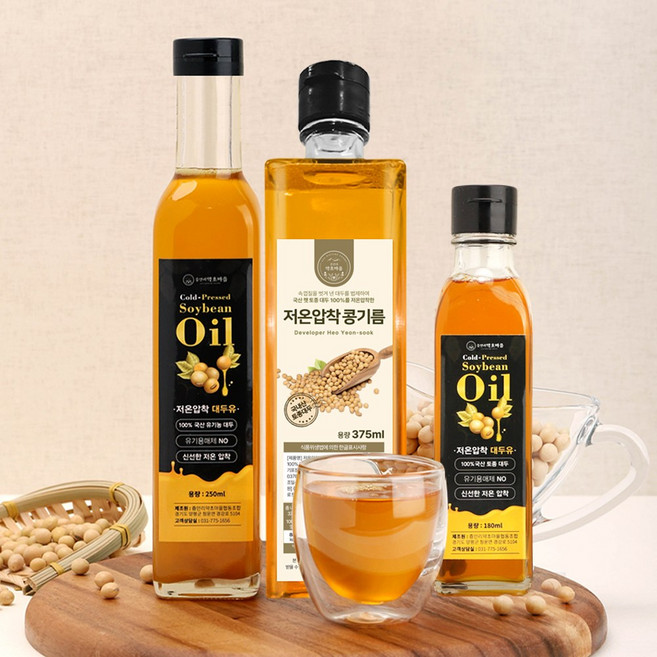프리미엄 토종 대두 저온압착콩기름 대두유, 1개, 180ml