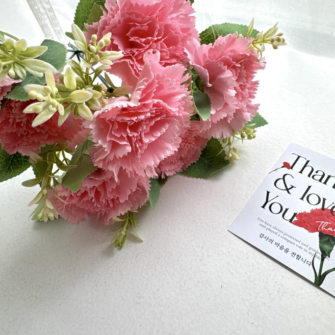 더 라넌큘러스 플라워 카네이션 7송이 조화 부쉬, 1개, 핑크