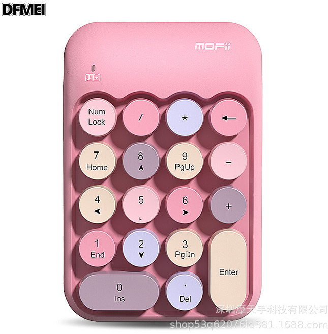 DFMEI mofii摩天手 無線數字小鍵盤X910迷你鍵盤 靜音 粉色混彩【適合筆記本/臺式機】, 人體工學, 如圖, 粉色混彩-數字小鍵盤【適合筆記本/臺式機】