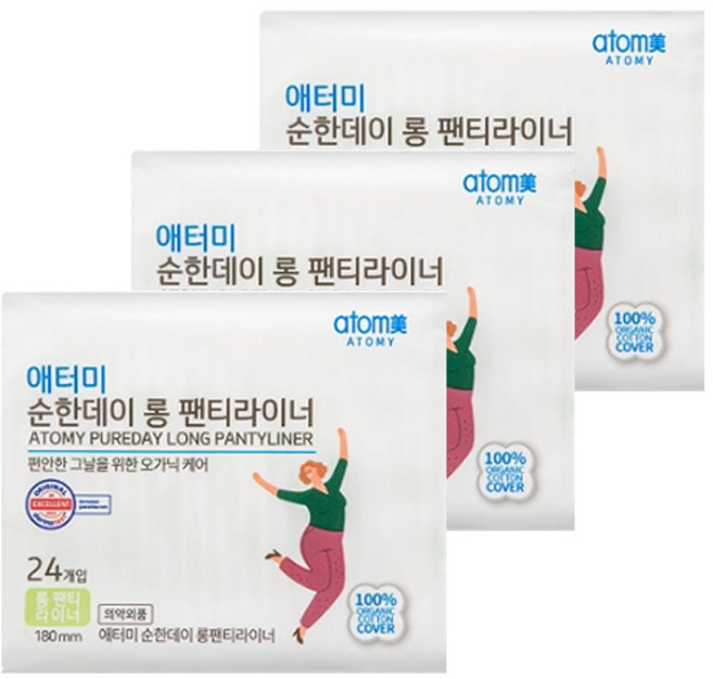 애터미 순한데이 롱팬티라이너 24개입 x 3개, 1세트