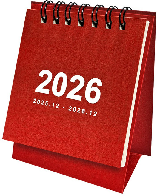 2026년 책상 탁상 달력 데스크 스탠딩 캘린더 연휴표시, 2개, 레드