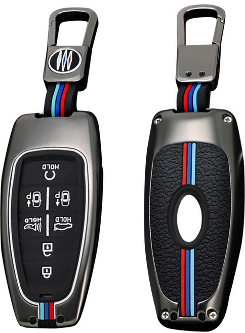 현대 자동차 스마트 키케이스 차 메탈 키홀더 키링 키커버 아이오닉5 더뉴팰리세이드 더뉴싼타페 더뉴그랜저 투싼NX 더올뉴투싼 넥쏘 쏘나타DN8 스타리아라운지 4 5 6 7 8 버튼, A 타입 03 (7버튼), 그레이