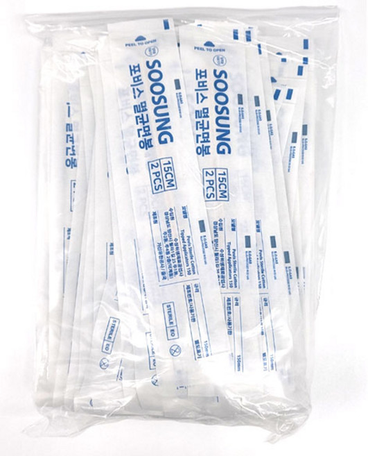 수성 포비스 멸균면봉 6인치 15cm 위생면봉 2pcs 100개, 100개입, 1개