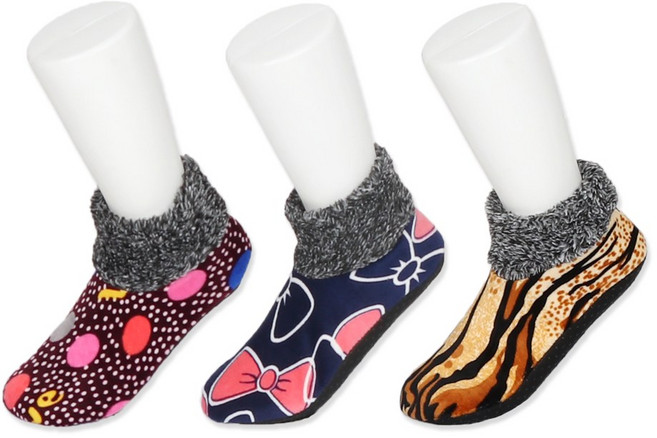 여성 불타는 벨벳버선 혼합패턴 보카시카바 3켤레 겨울 방한 수면