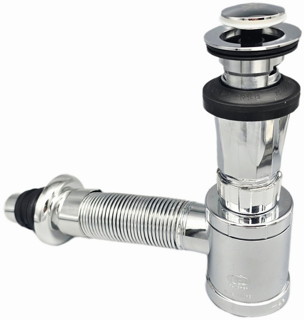 지엔리빙바스 세면대 배수구 부속품 국산 자동폽업 높이조절 벽트랩 일체형, 1개