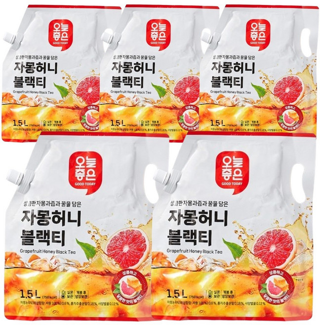 오늘좋은 자몽허니블랙티 1.5L, 5개