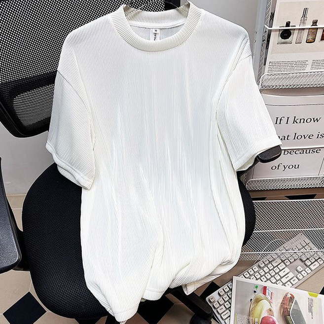 로르카 2장묶음 남성 라운드넥 골지 원단 루즈핏 캐주얼 반팔 기본 디자인 티셔츠 T06031618