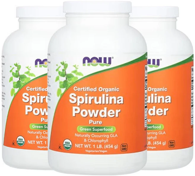 나우 푸드 인증된 유기농 스피룰리나 가루 1lb (454 g), 3개, 454g - 쿠팡