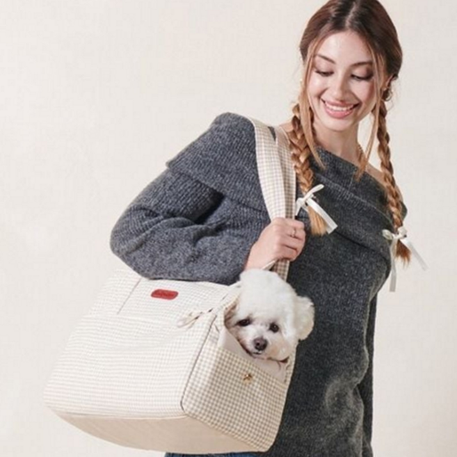 강아지 이동가방 외출 반려동물 고양이 강아지 캐리어 어깨 평판, 자몽옐로우, 1