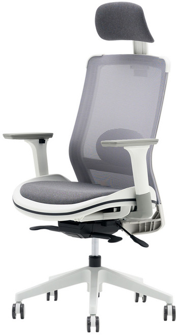 피치트렌디 S300 사무용 국산 의자 사무실 편한 컴퓨터 학생 책상 의자, 화이트 + 그레이