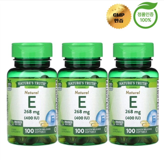 2+1 네이처스 트루스 천연 비타민E 268mg 400IU 소프트젤 100정, 3개 - 쿠팡