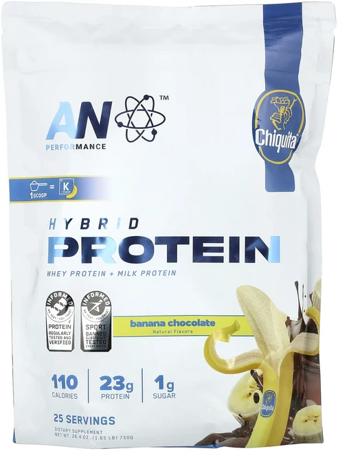새해 건강을 선물하세요 AN Supps 운동 능력 하이브리드 단백질 Chiquita® 바나나 초콜릿 맛 750g(1.65lb) 특별관리진행, ANSupps운동능력하이브리드단백질Chiquita바나나, 750g, 1개 - 쿠팡