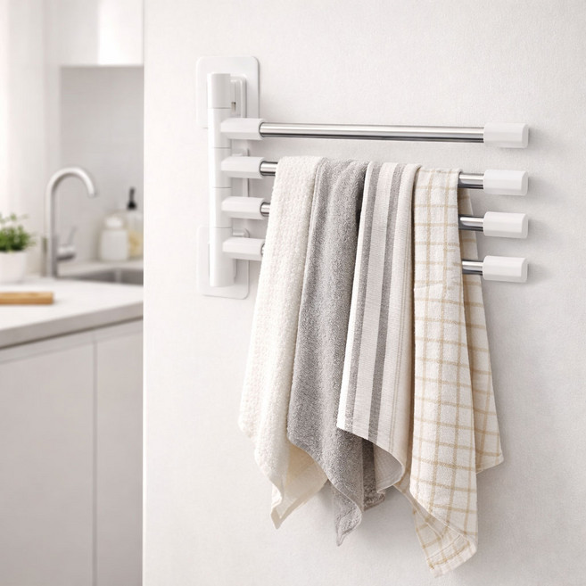 루미윤 주방 행주 건조대 싱크대 무타공 행주걸이, 1개, 화이트