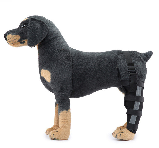 狗狗術後輔助後腿護膝，行走支撐固定, HJ34黑色左後腿（加支撐條加反光,L, 1個