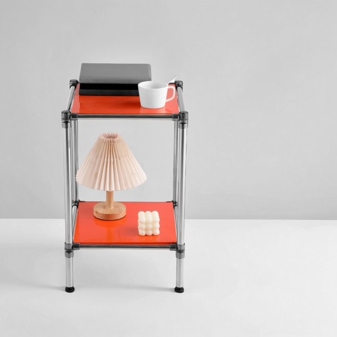 홈치치 모듈 가구 스텐레스 2단선반, 2단, 오렌지