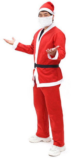 산타복 산타옷 산타 할아버지 옷 산타클로스 복장 코스프레 의상 코스튬 성인 남자 어른용 크리스마스 모자 수염 벨트 세트
