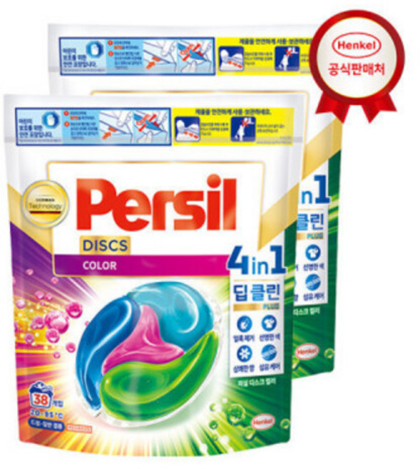 퍼실 디스크 컬러 38개입 x2개 캡슐형 세탁세제, 1개