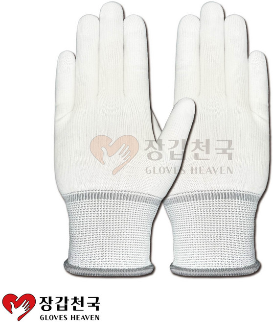 장갑천국 고무장갑 속장갑 무코팅 50 켤레 PU 내피 얇은 폴리, 백색, M, 10개, 화이트