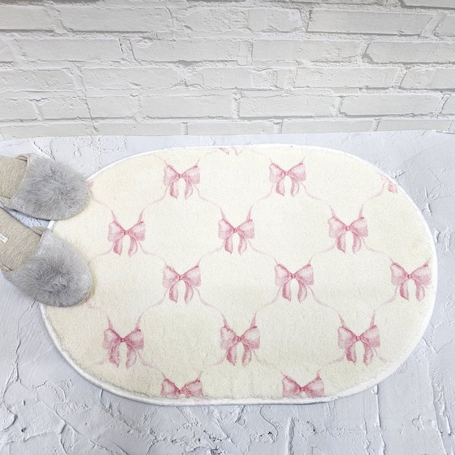 파스텔 리본 발매트 핑크 거실 주방 욕실 매트