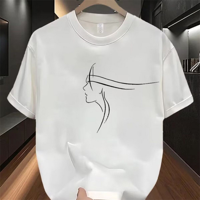 AOKADA 남자반팔티 여름 쿨론 프린트 반팔 티셔츠 베이직 라운드 남성 티셔츠