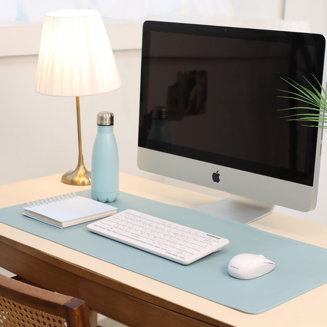 데스크매트 M L XL 테이블 책상 대형 논슬립 가죽 패드, 스카이블루