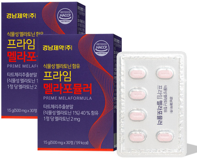 경남제약 식물성 멜라토닌 함유 프라임 멜라포뮬러 1정당 2mg 함유, 2개, 30정