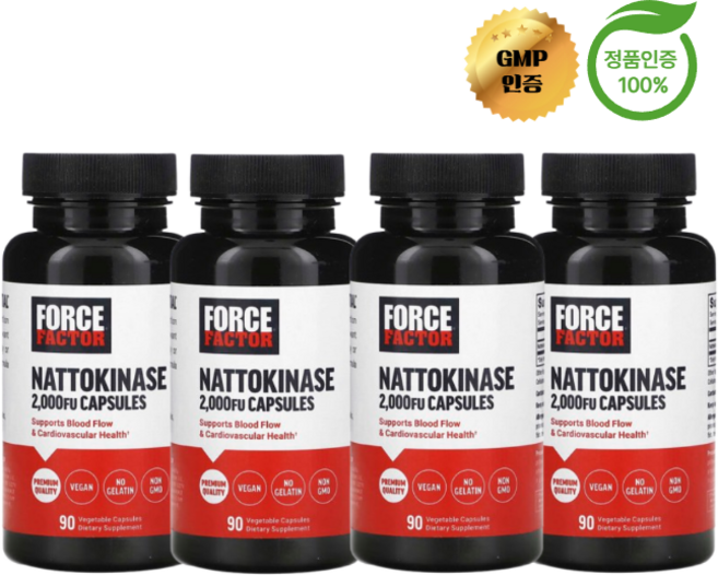 2+2 포스 팩터 나토키나아제 2000FU 혈액 순환 보조제 캡슐 90정, 4개