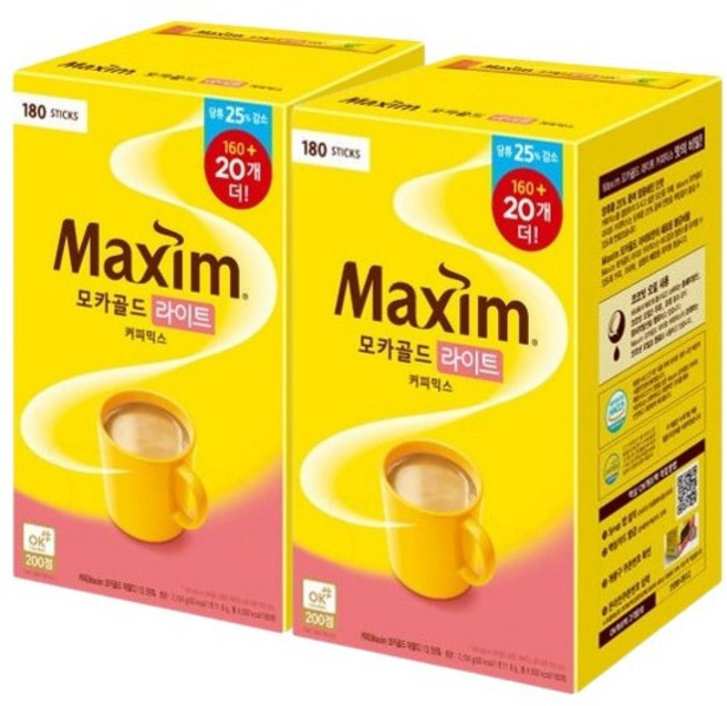 동서 맥심 모카라이트 커피믹스 180T x 2개, 12g, 180개입