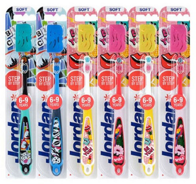 조르단 스텝 3단계 어린이 칫솔, 랜덤 색상, 1개입, 5개