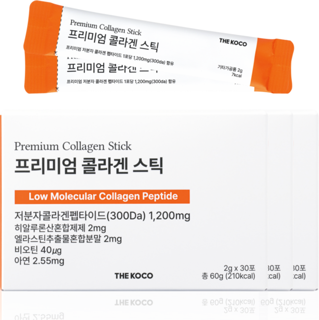 더코코 저분자 콜라겐 비오틴 스틱파우더 2g, 3개, 30회분