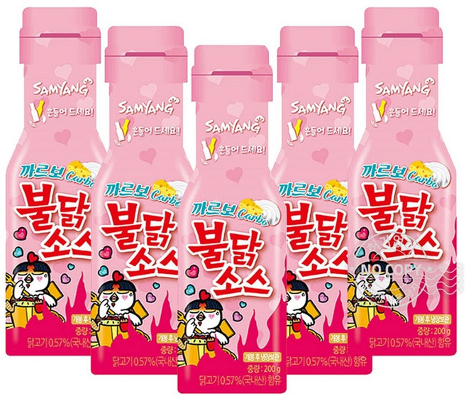 까르보불닭 소스 5개 드레싱 매콤 크림 파스타 떡볶이 치킨 라면 고기 요리, 200g