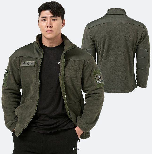 국산 프리미엄 보아털 후리스 국방 - 군인 군용 군대 겨울 기모 상의 간부용 카키 벨크로 점퍼 혹한기 훈련