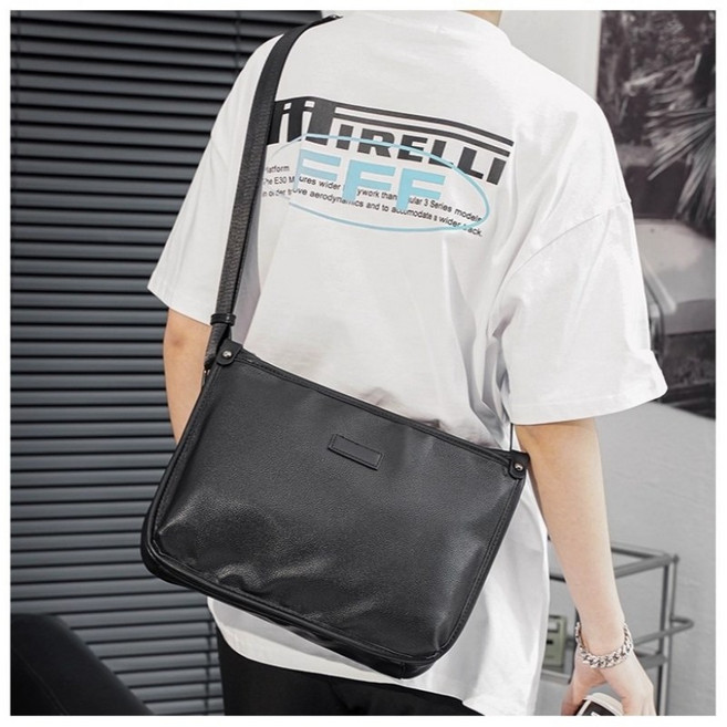 남성 패션 가죽 크로스백 경량 비즈니스 체크 서류가방