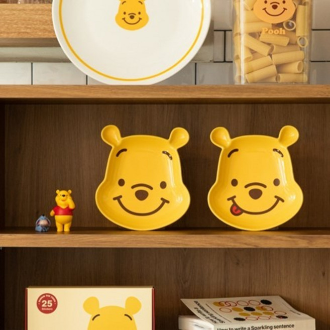 [텐바이텐] 디즈니 위니 더 푸 페이스 접시 세트(2종), 옐로우, 접시 2종, 1세트