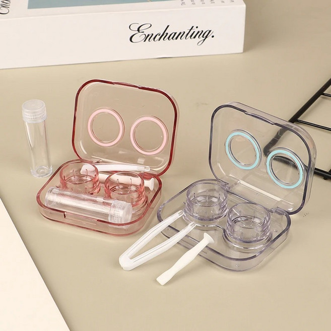 2set 렌즈 케이스 세트 여행용 미니 관리 용품 보관통