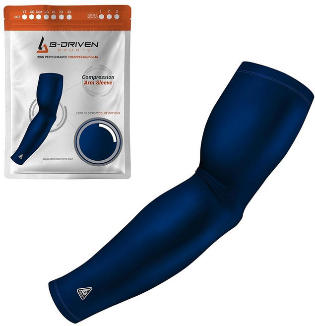 B-Driven Sports Pro-Fit 압박 팔 슬리브 - 야구 농구 축구 소프트볼 달리기 배구 남성 여성 청소년을 위한 운동 스포츠 서포트 - YellowM