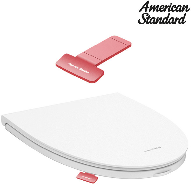 아메리칸스탠다드 변기커버 26년 개선형 대형 변기 뚜껑 무소음시트 + 리프트 핸들(색상선택) 세트구성, 무소음변기커버+리프트핸들(RED)