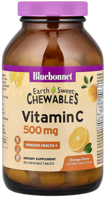 블루보넷뉴트리션 Earth Sweet 츄어블 비타민C 오렌지 500 mg 츄어블 90정, 1개