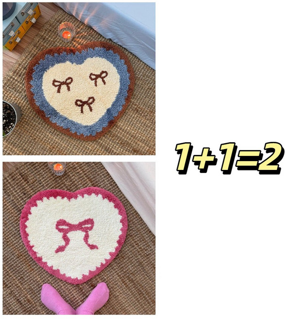 기계 세탁 가능 미끄럼 방지 큐티 리본 러그