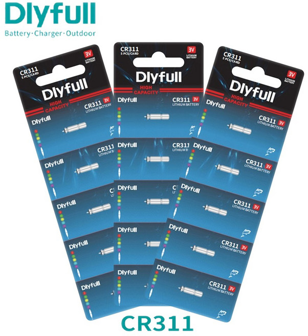 DLYFULL 수출용 전자케미 배터리 CR-311 낚시 밧데리, 50세트