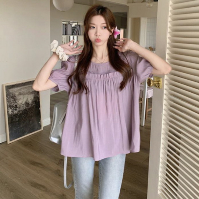 ZENCY 젠시 시몬 반팔 블라우스