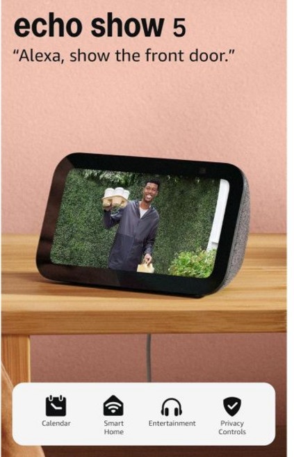 Amazon Echo Show 5(최신 모델) Alexa+ Early Access가 탑재된 스마트 디스플레이 2배 강화된 저음과 더욱 선명한 사운드 차콜 225891, Charcoal, Device only